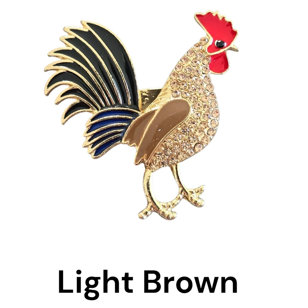 Rhinestone Gold Rooster Brooch | Available In Four‎ Different Colors